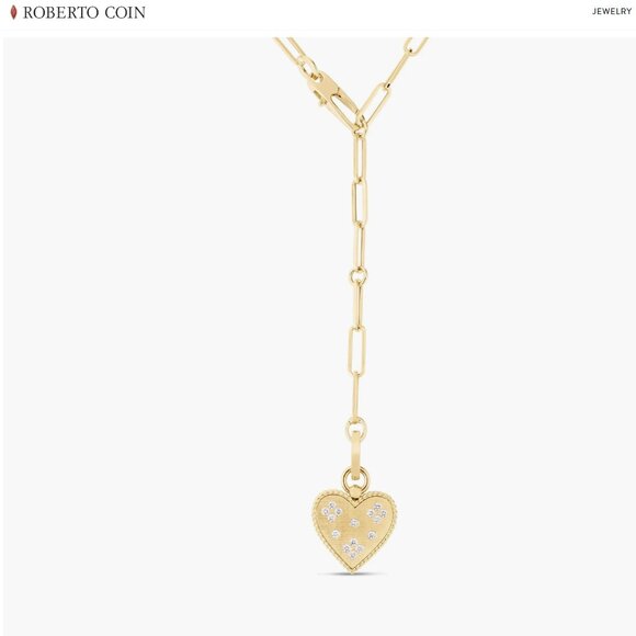 Roberto Coin 18K Venetian Princess Diamond Heart Lariat Necklace 17" $7,000 - Picture 7 of 13